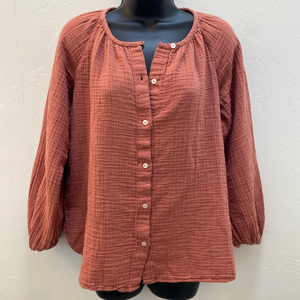 Gap Button Front Balloon Sleeve Blouse Size XS